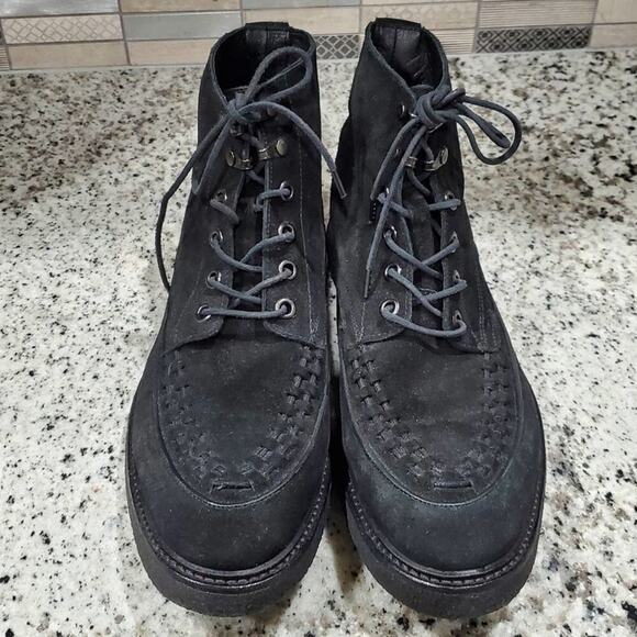 All Saints black suede leather lace up hiking Chukka combat boots men's size 11 - Picture 9 of 16